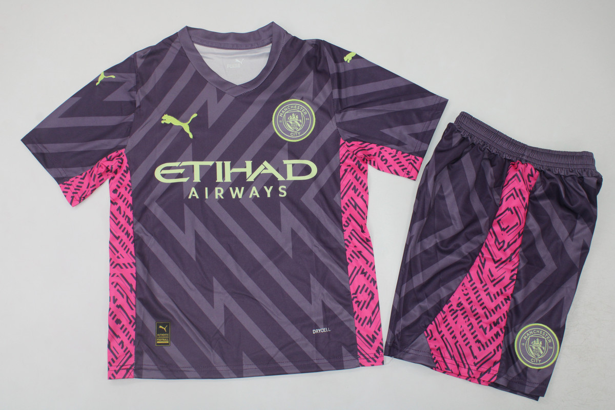 Kids-Manchester City 23/24 GK Purple Soccer Jersey